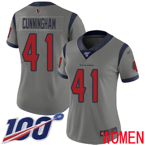 Houston Texans Limited Gray Women Zach Cunningham Jersey NFL Football #41 100th Season Inverted Legend->women nfl jersey->Women Jersey
